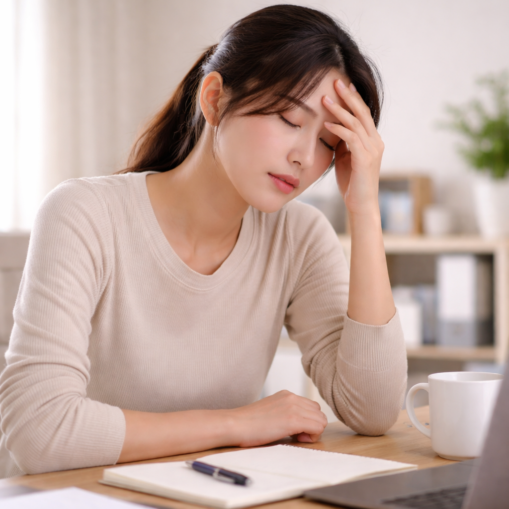 크론병에서 동반될 수 있는 피로감과 무기력을 표현한 이미지