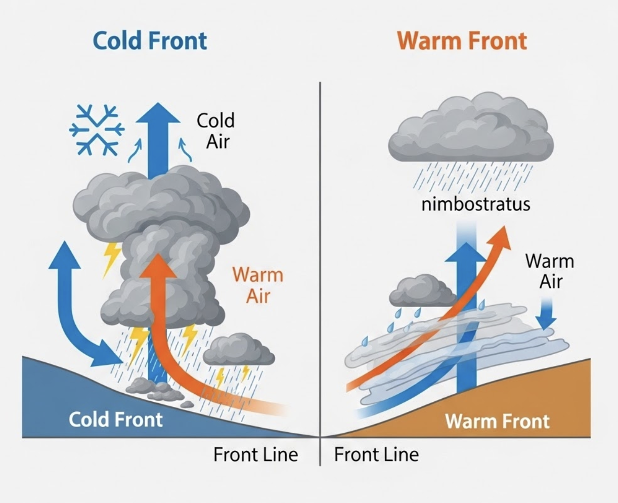 기단과 전선의 종류 및 일기 변화: 성격 다른 공기들의 만남이 만드는 날씨 드라마