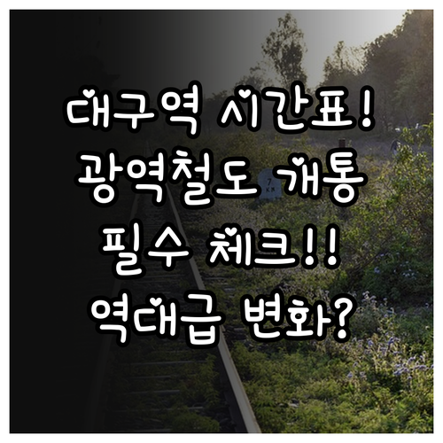 대구역 열차 운행 시간표와 광역철도 ..