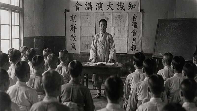 <img src="korean-enlightenment-movement.jpg" alt=&ldquo;일제강점기 조선의 민족 계몽운동 교육 장면&rdquo;>