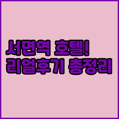서면역 근처 인기 호텔 리스트 직접 ..