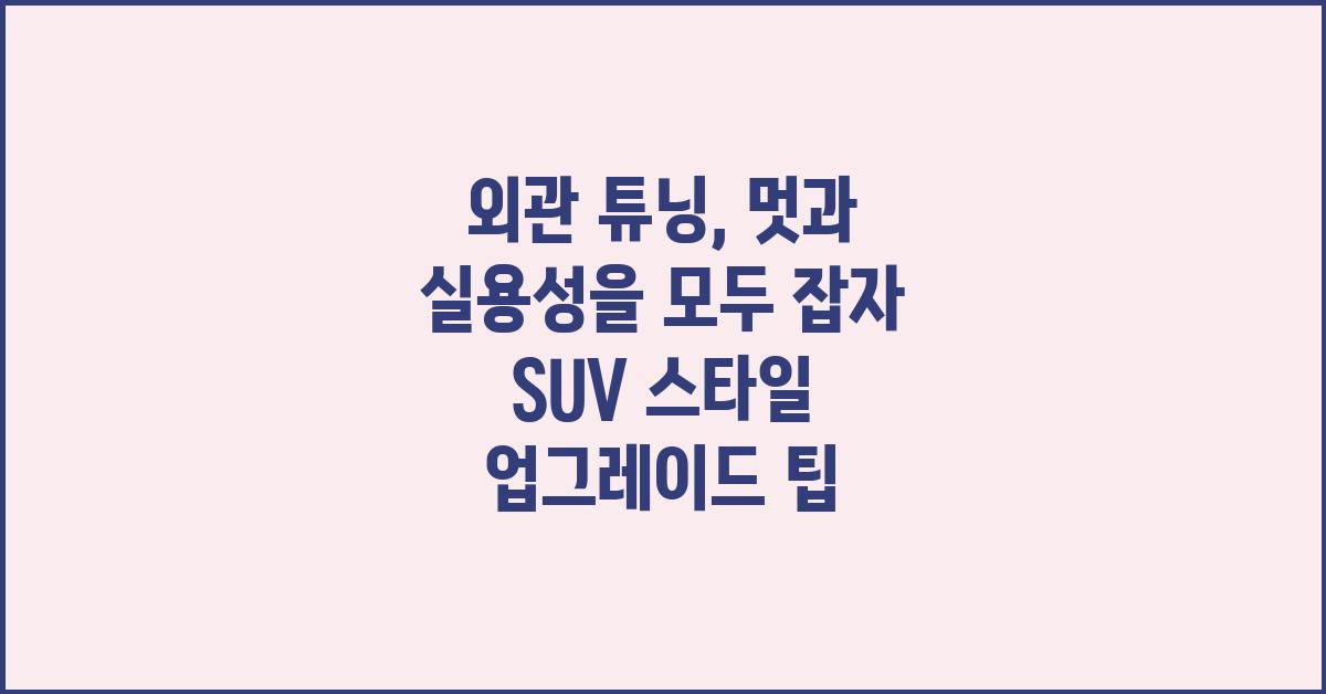외관 튜닝, 멋과 실용성을 모두 잡자