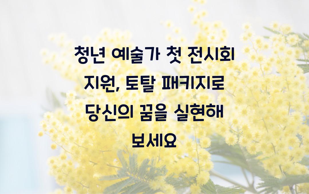 청년 예술가 첫 전시회 지원, 공간 대여부터 홍보까지 토탈 패키지 혜택