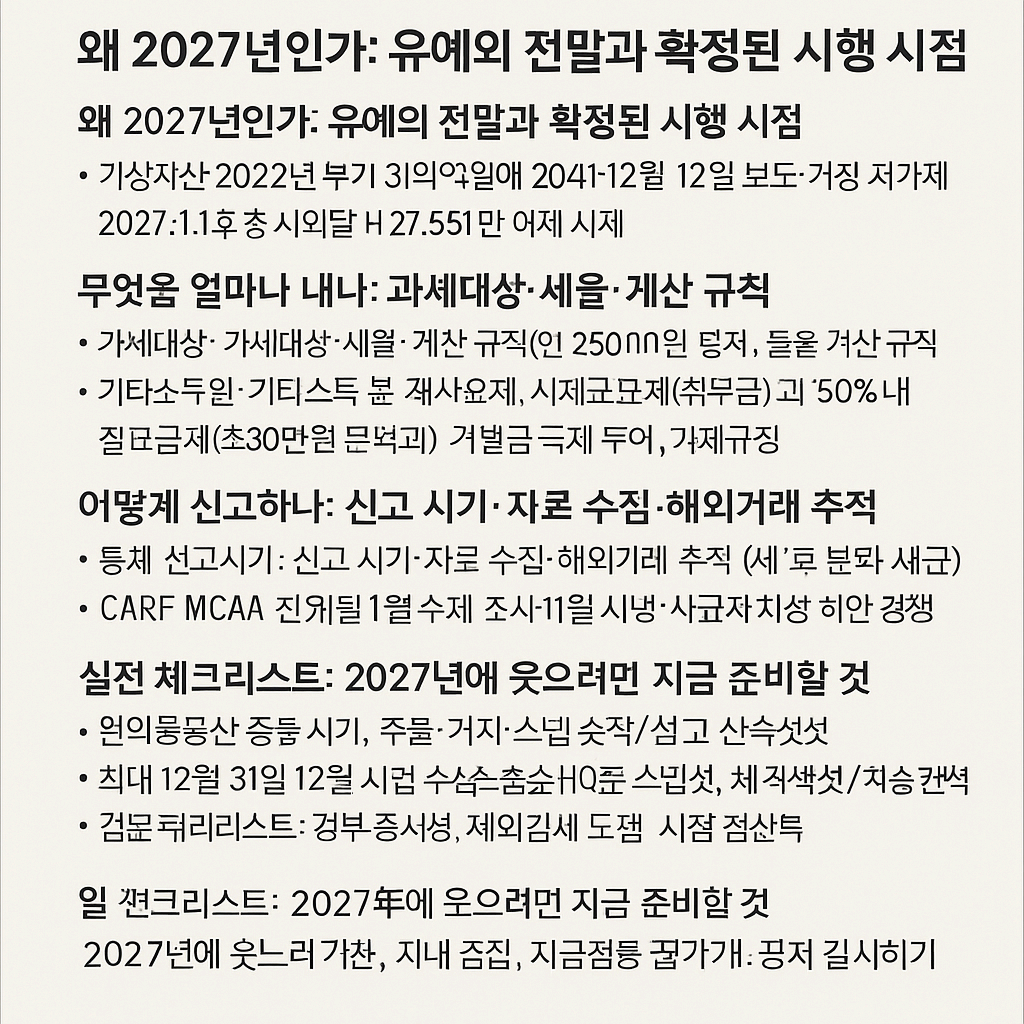 가상 자산 과세는 2027년부터 시행됩니다