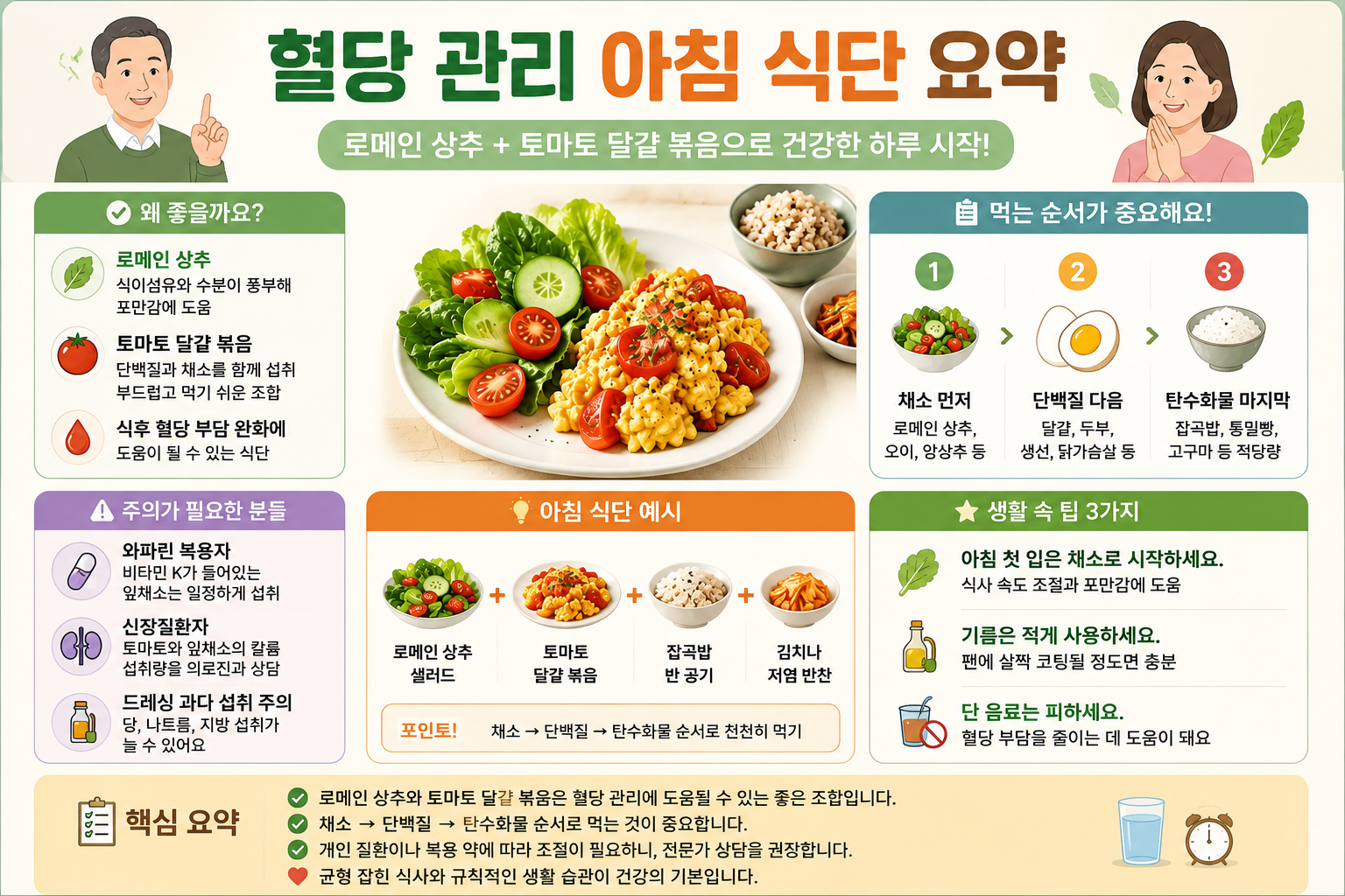 50대 이후 혈당 관리 아침 식단, 채소와 단백질을 먼저 먹어야 하는 이유