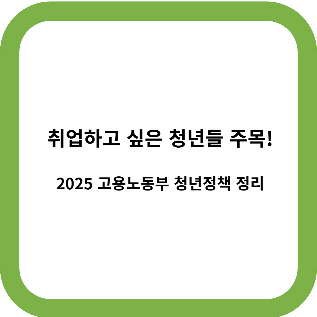 2025년 고용노동부 청년정책 정리