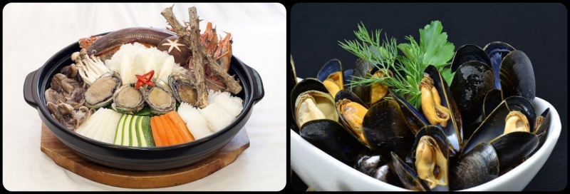 전복과 홍합 사진입니다.