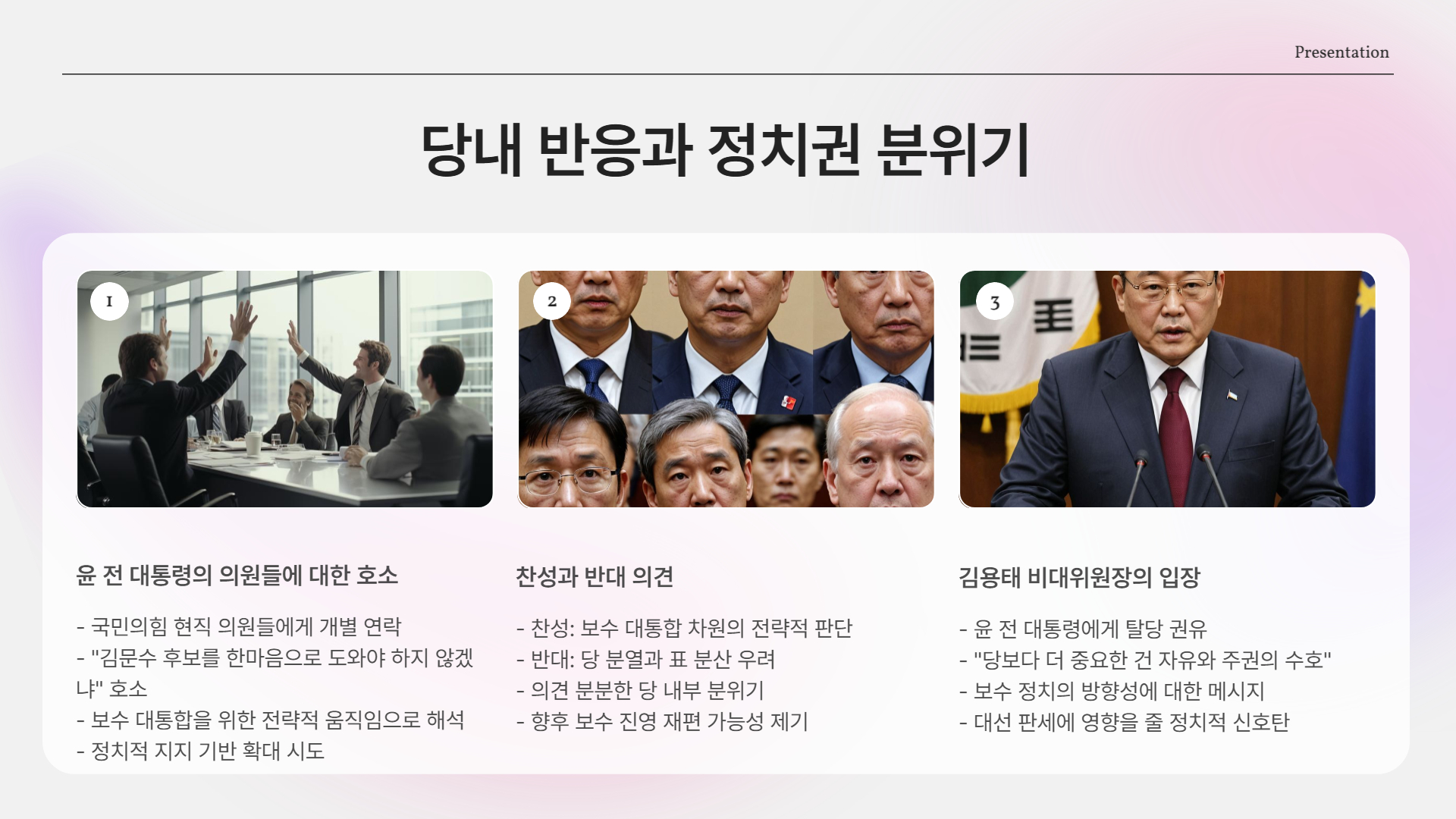 당내 반응과 정치권 분위기