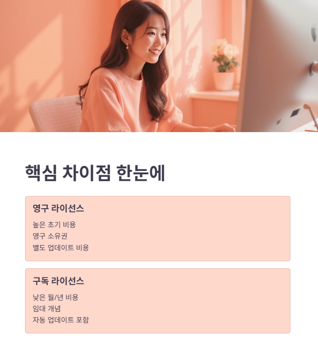 라이선스 종류별 특징: 영구 vs 구독 명확한 차이