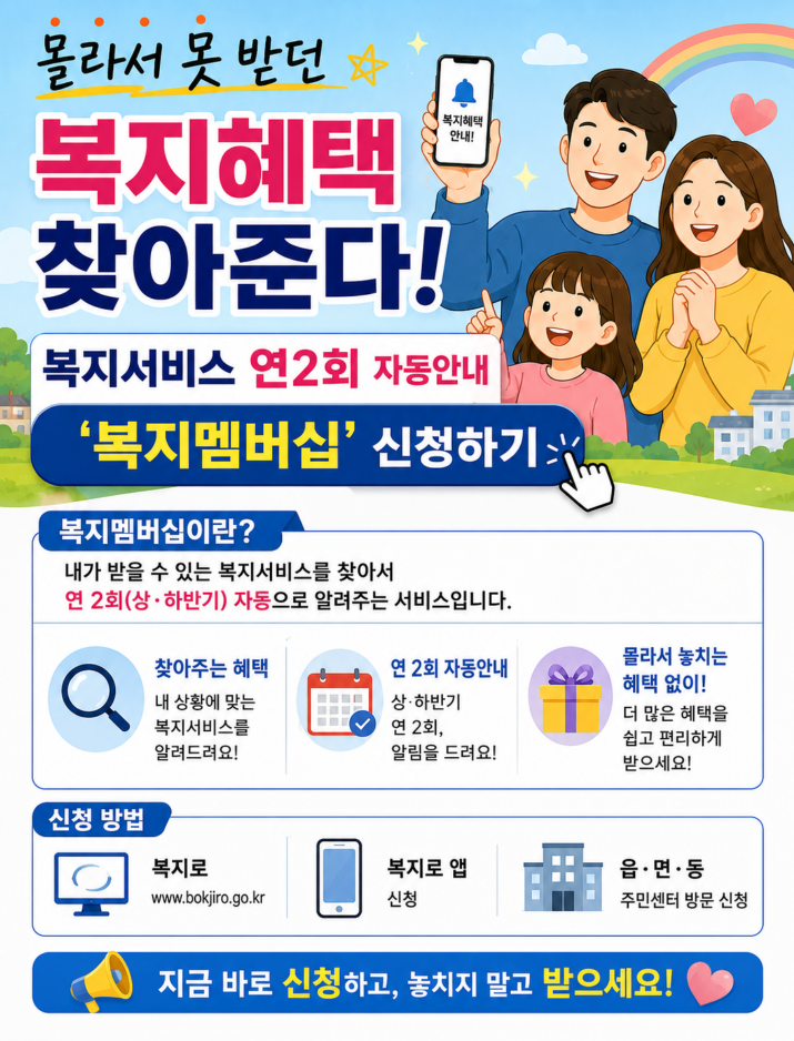 몰라서 못 받던 복지혜택 찾아준다! 복지서비스 자동안내 신청하기 복지멤버십