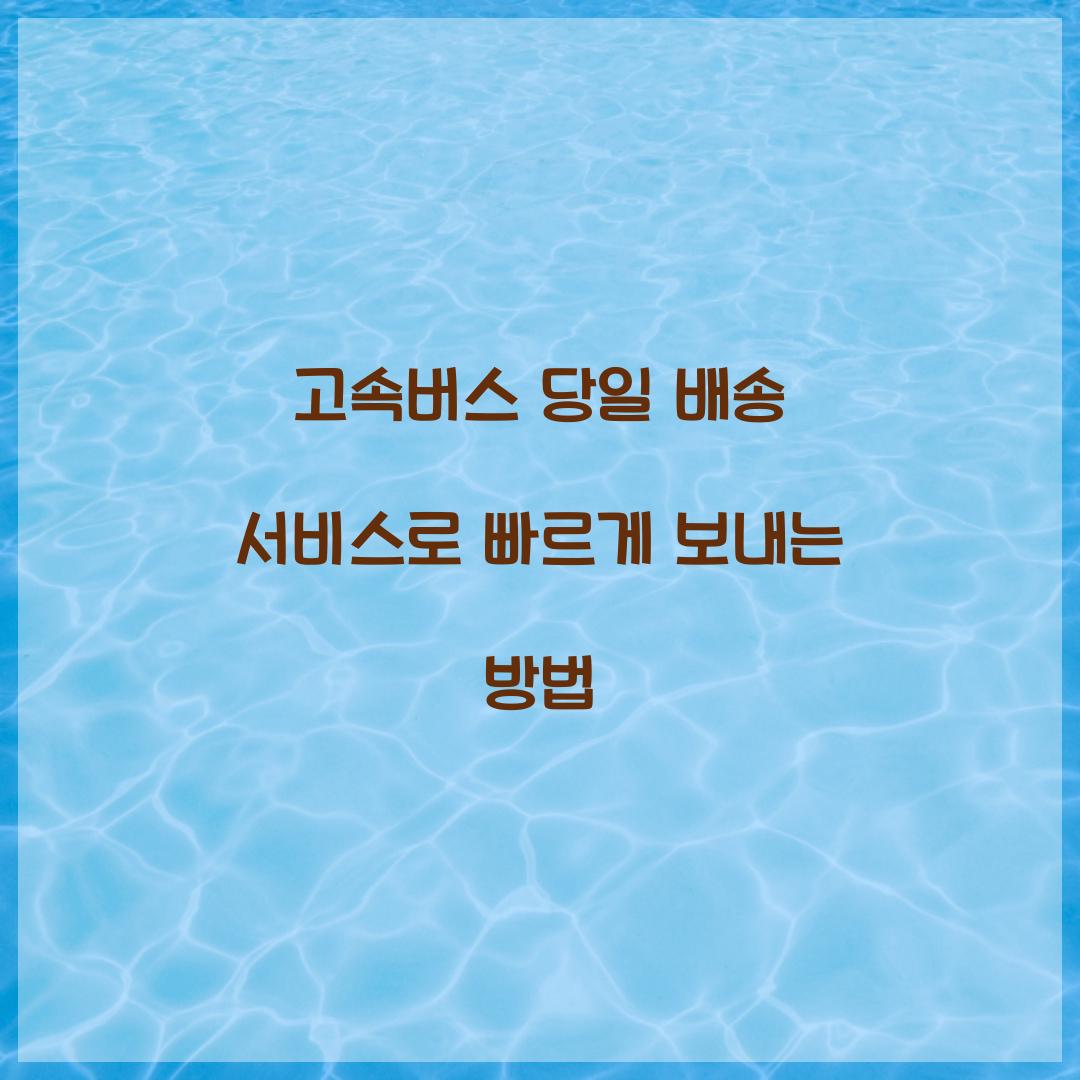 고속버스 당일 배송 서비스