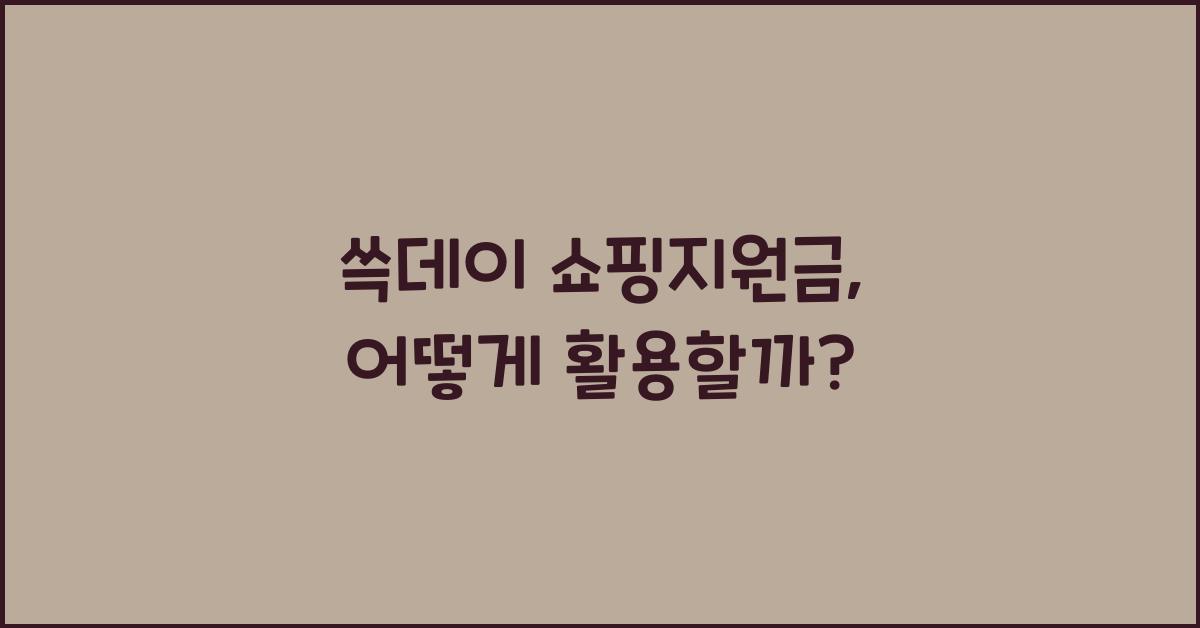 쓱데이 쇼핑지원금