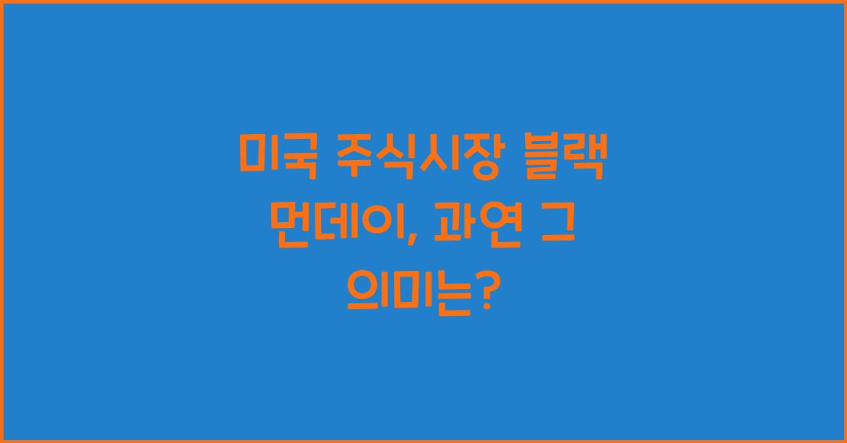 미국 주식시장 블랙 먼데이