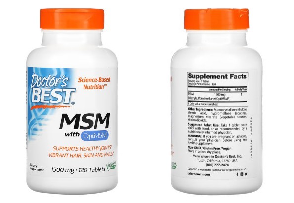 Doctor's Best, OptiMSM 함유 MSM, 1,500mg, 120정