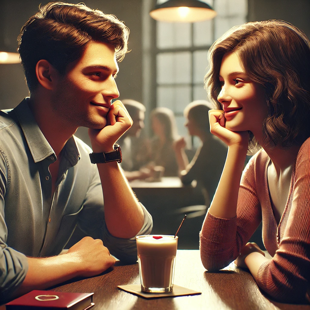 "썸 타는 남녀가 자연스럽게 교감하는 모습"