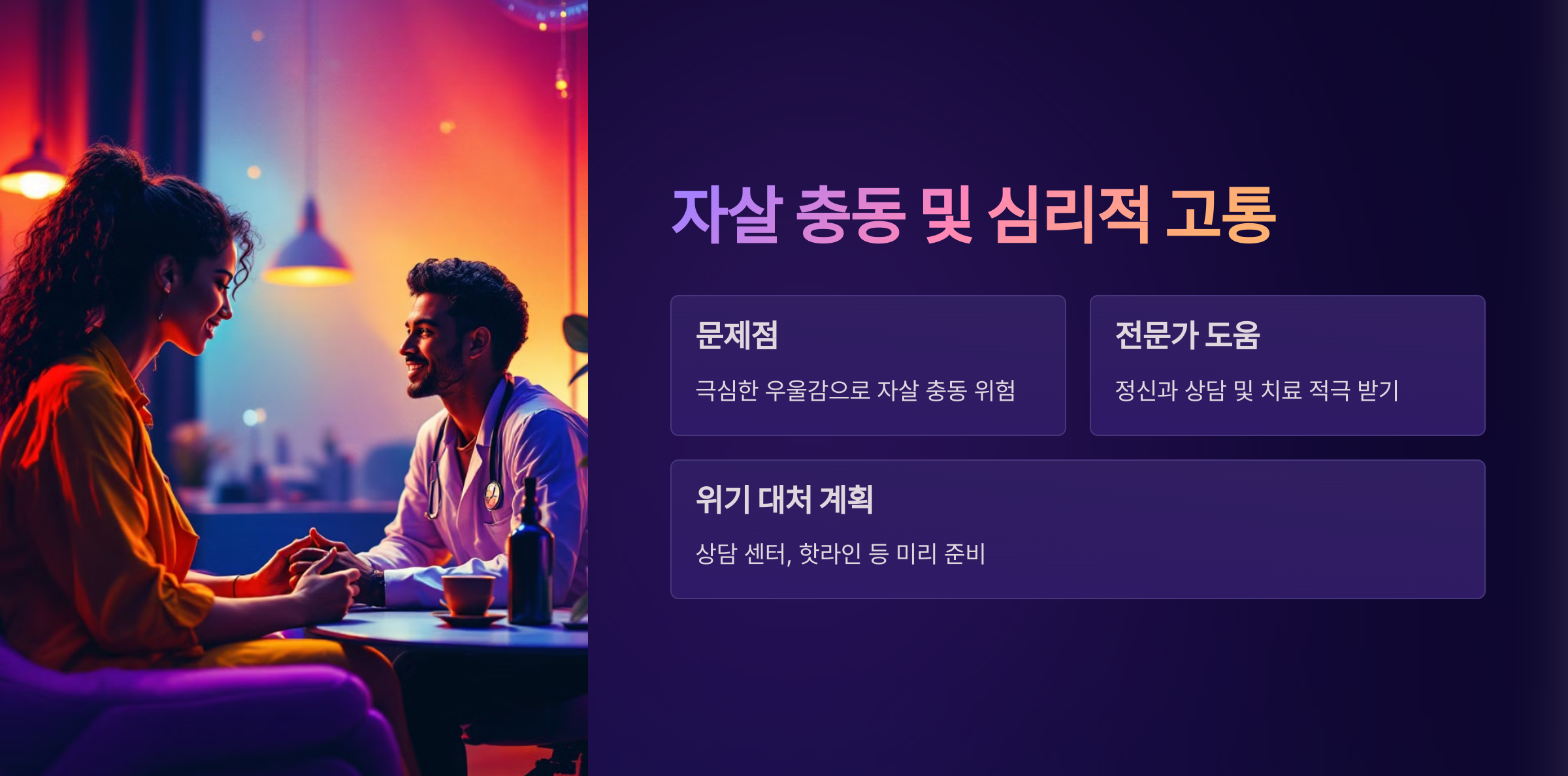 문제점 5. 자살 충동 및 심리적 고통