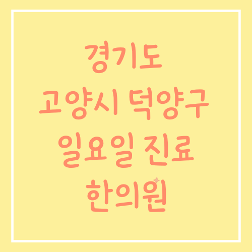 경기도 고양시 덕양구 일요일 진료 한의원