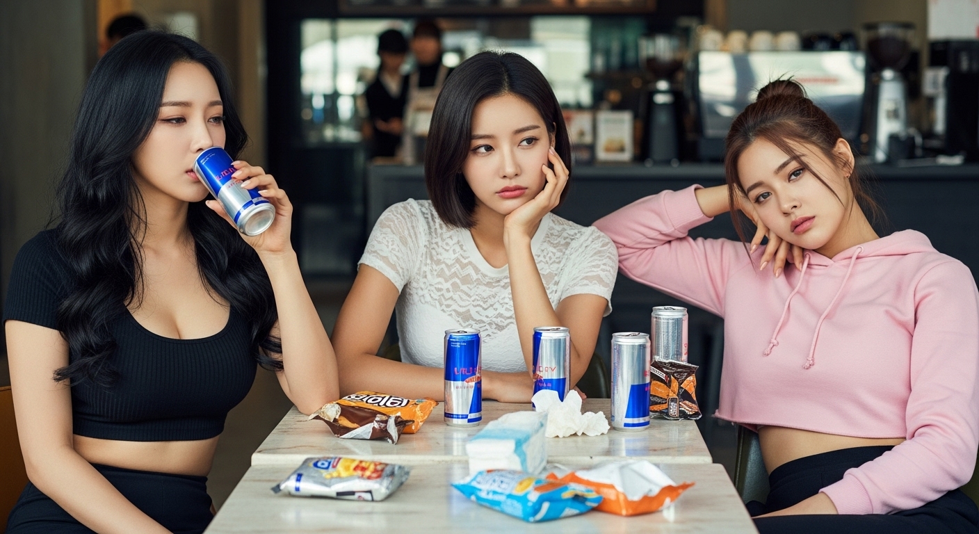 에너지음료를 마시는 여자들