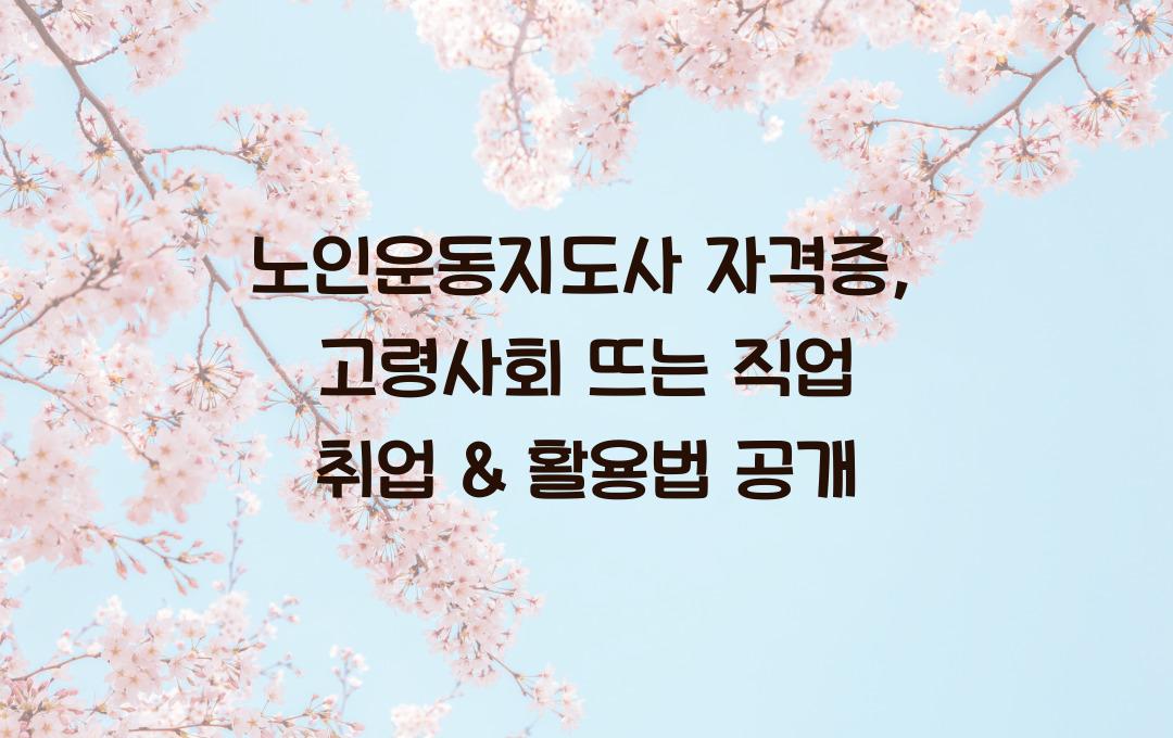노인운동지도사 자격증, 고령사회에서 뜨는 직업? 취업 & 활용법 대공개
