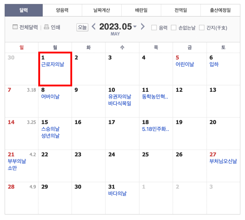 근로자의 날 근무수당