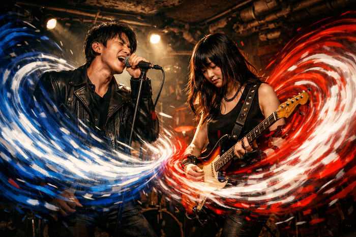 한일 인디 밴드 간의 활발한 교류와 음악적 시너지를 보여주는 라이브 공연 장면.