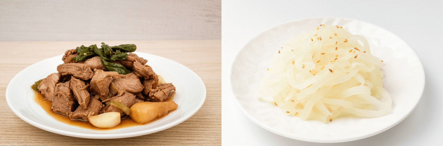 돼지고기 조림과 무나물 사진