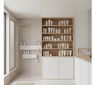 욕실 수남장 및 정리되어 있는 사진