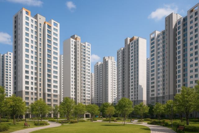 아파트 단지의 전경