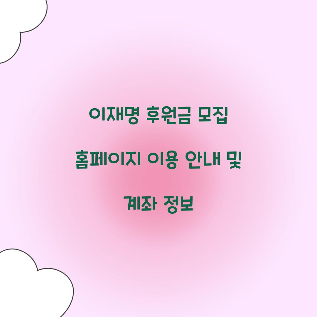 이재명 후원금 모집 홈페이지