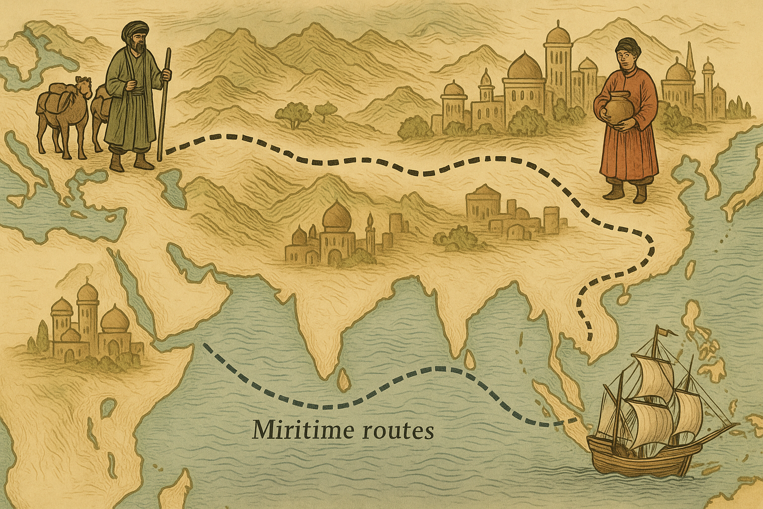 무역이 만든 세계의 첫 지도 실크로드에 대한 이미지