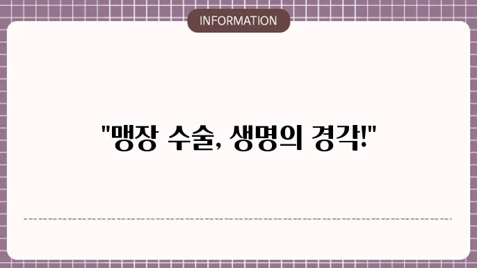 맹장 수술 후기
