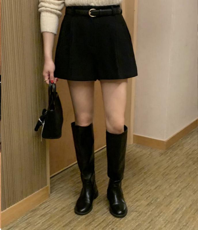 (당일출고) 미엘 울 아폴 팬츠 핀턱 모직 3부 팬츠 반바지