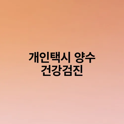 개인택시 양수 건강검진