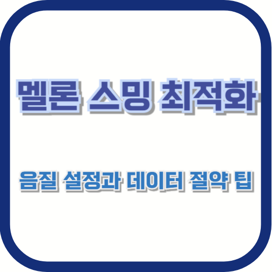 멜론 스밍 최적화: 음질 설정과 데이터 절약 팁