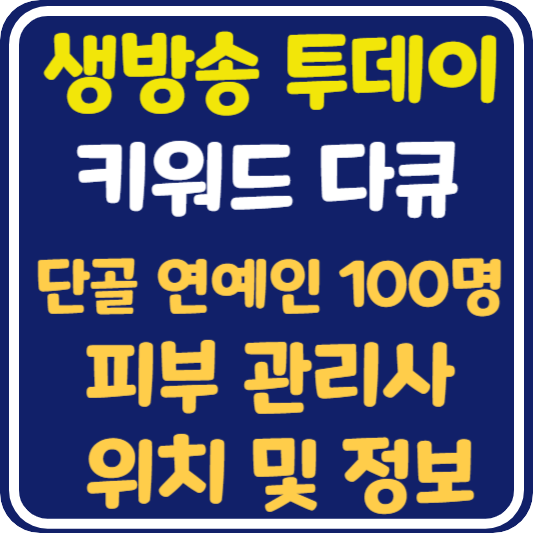 생방송 투데이 연예인 피부 관리사 업체 위치 및 정보 안내