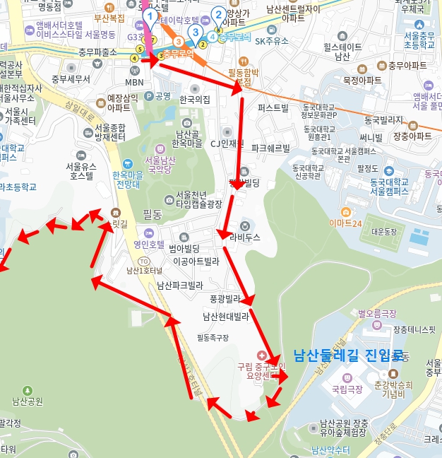 서울단풍명소 남산둘레길
