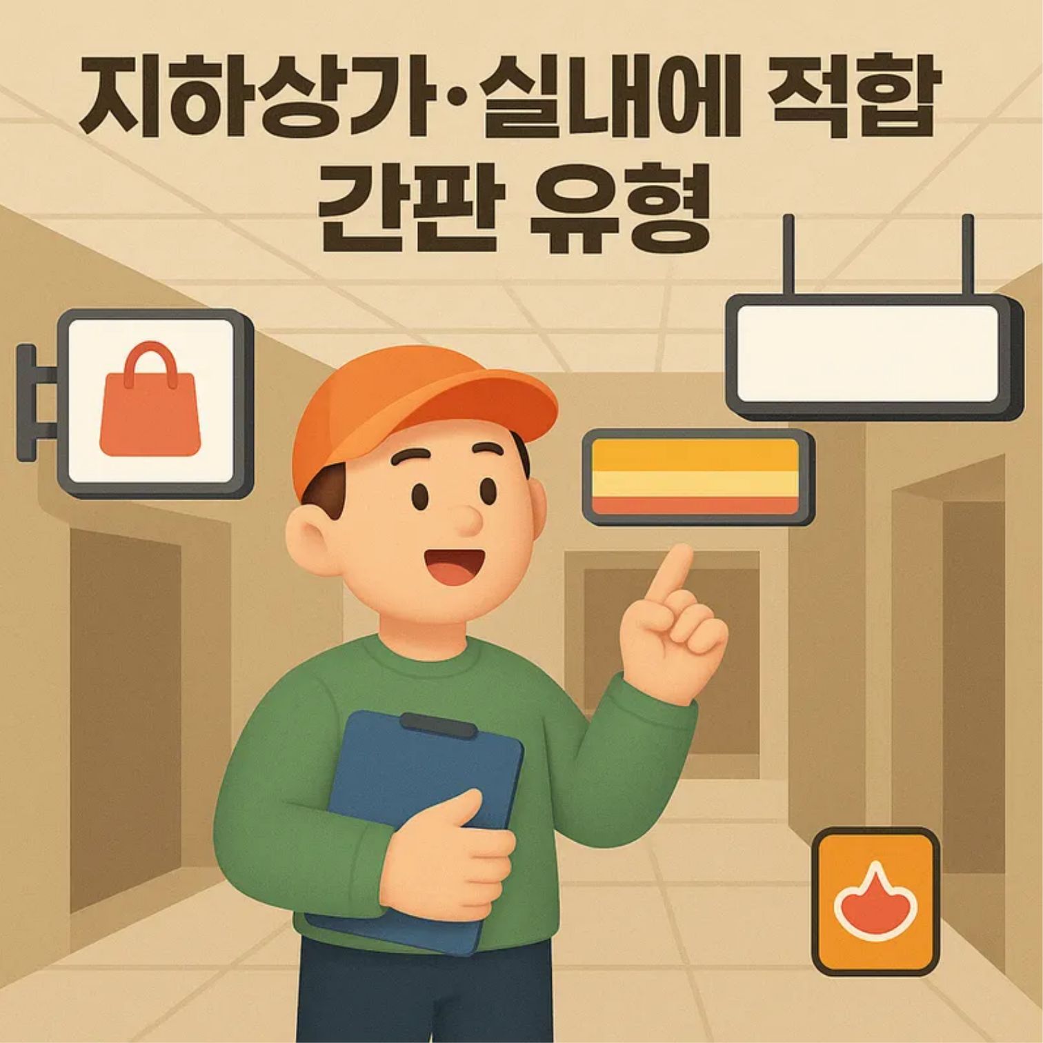 지하상가·실내에 적합한 간판 유형