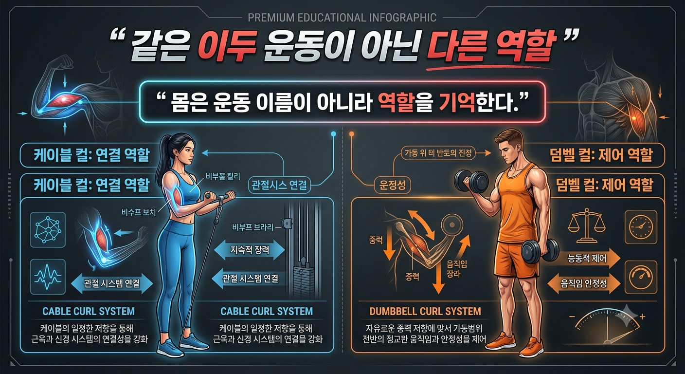 같은 이두 운동이 아닌 다른 역할
