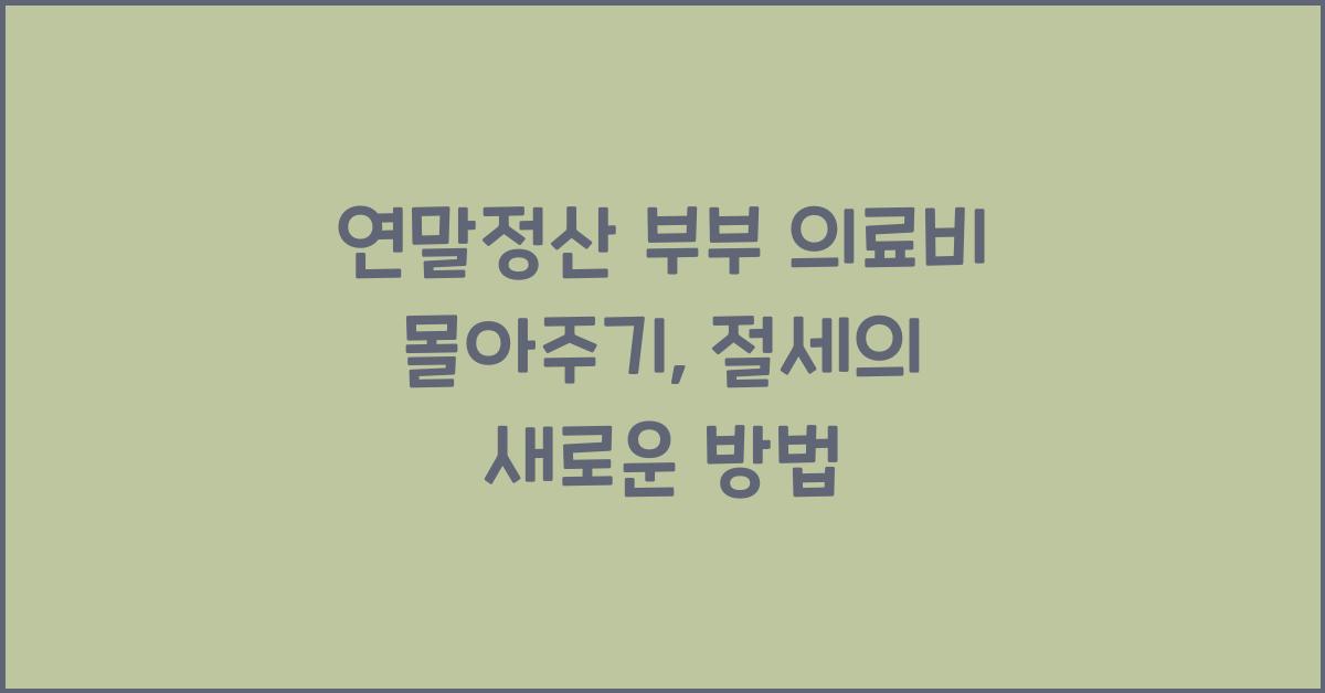 연말정산 부부 의료비 몰아주기