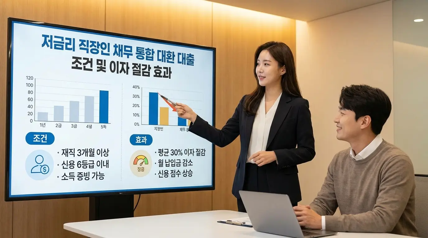 저금리 직장인 채무 통합 대환 대출 조건 및 이자 절감 효과