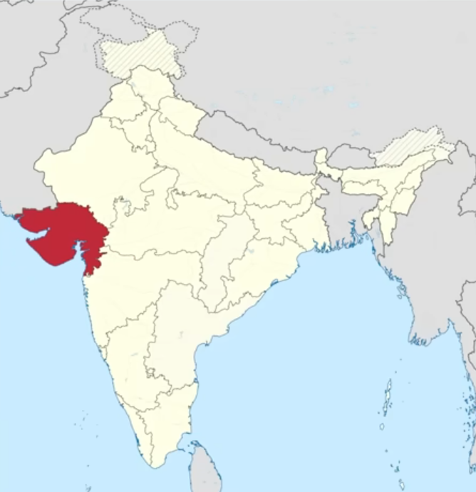 인도 구자라트주 지도 (디일렉 참조)