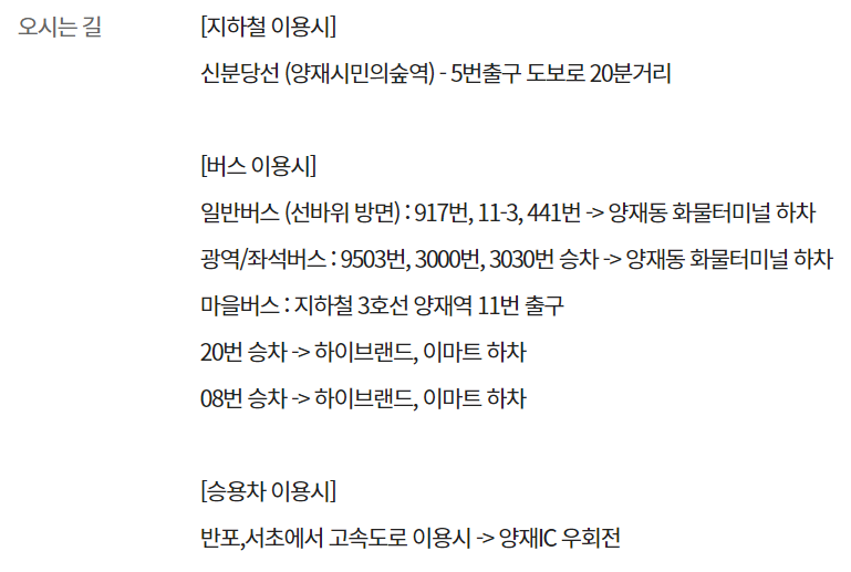 이마트 양재점 가는 길