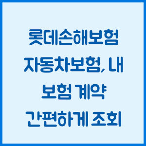 롯데손해보험 자동차보험, 내 보험 계약 간편하게 조회