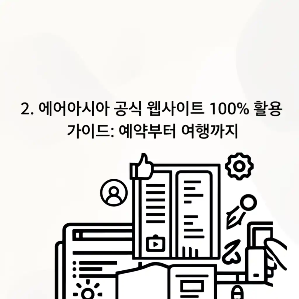 에어아시아 공식 웹사이트로 예약, 체크인, 여행 준비를 돕는 화면.