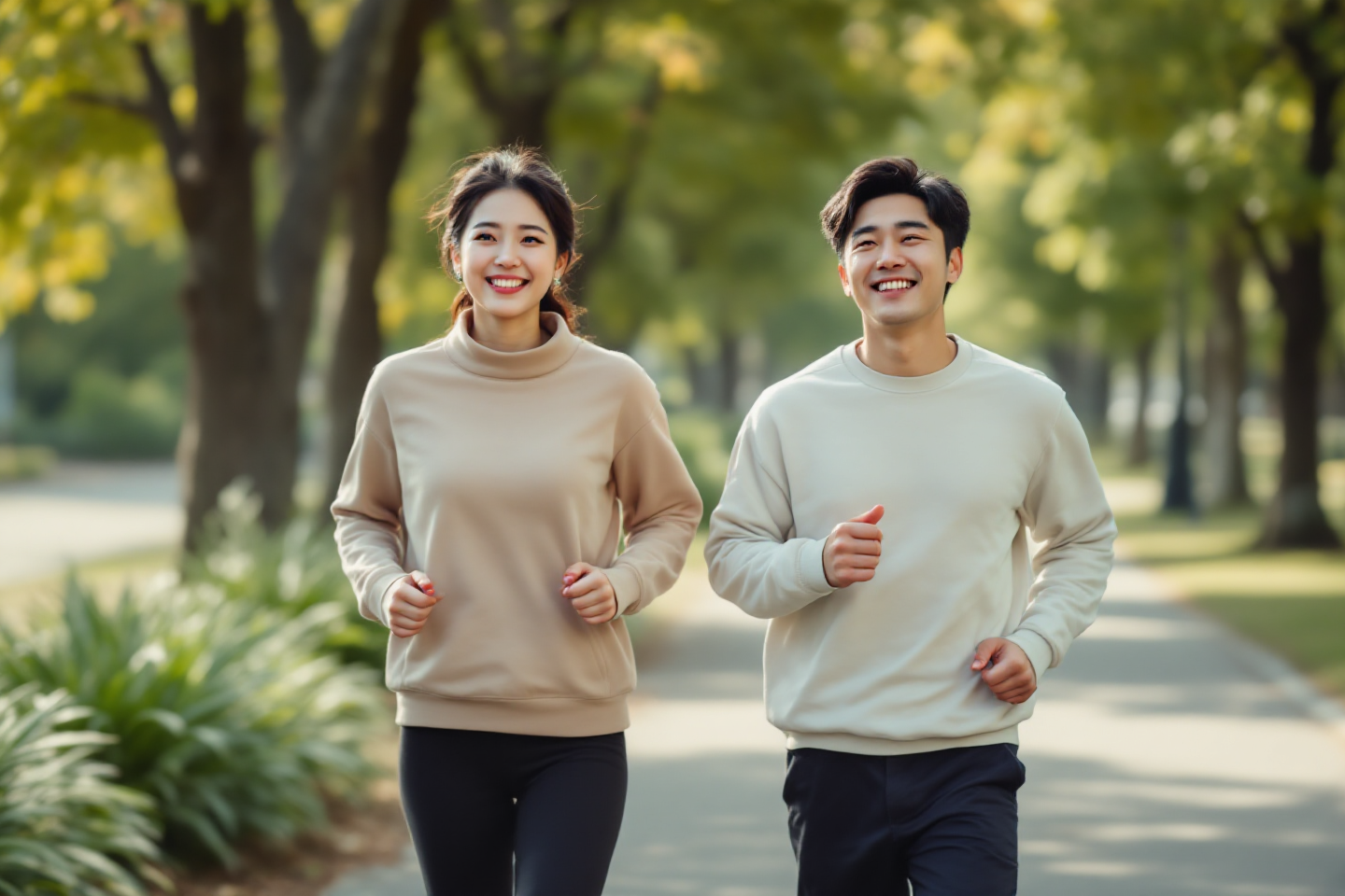 달리기를 하고 있는 성인 남녀