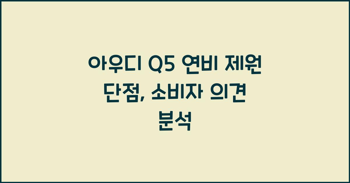 아우디 Q5 연비 제원 단점