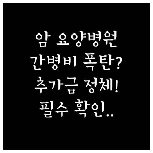 암 요양병원 개인간병비 하루 평균 비..