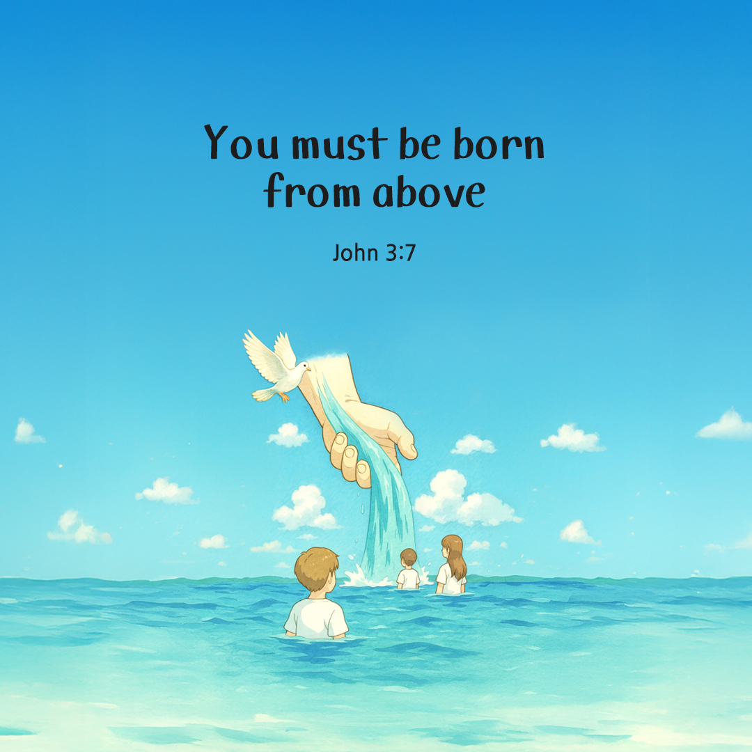 You must be born from above. (John 3:7) by pieonane Daily Bible quote image