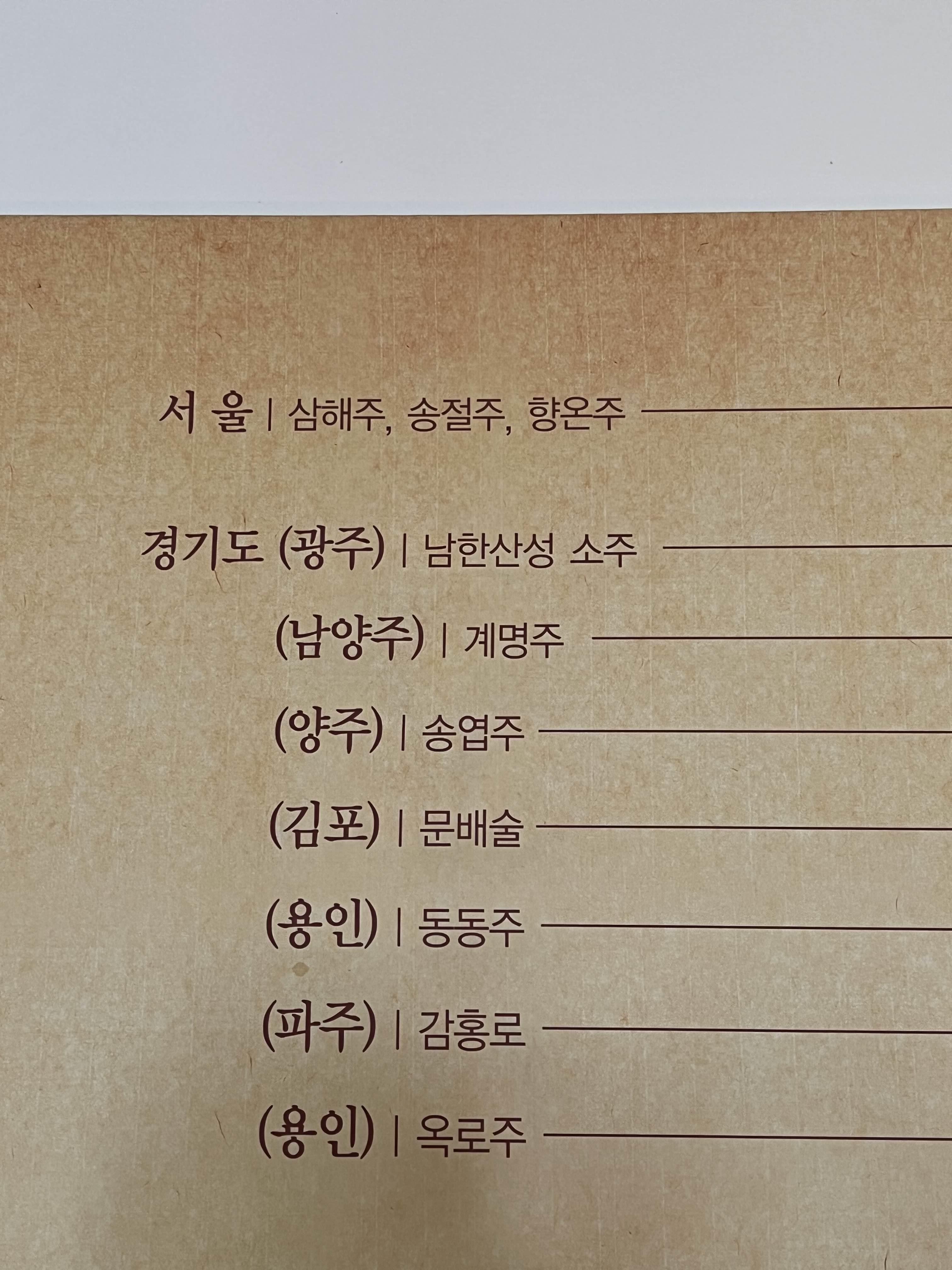 서울경기 유명 전통주 