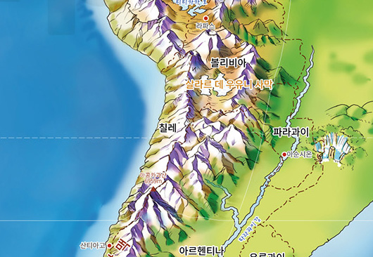 안데스 산맥의 거친 질감